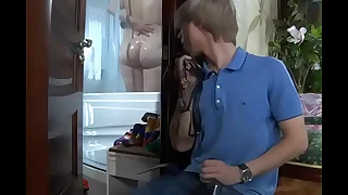 step Son plays with mom's panties